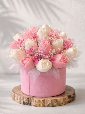CANDLEBOX M- Pink tulips