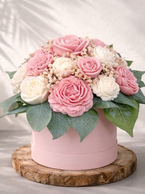 CANDLEBOX L- Powder pink & green