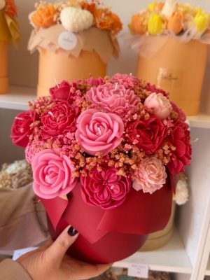 CANDLEBOX L- Red & pink