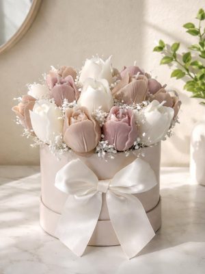 CANDLEBOX S- Beige tulips
