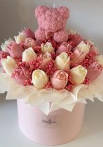 CANDLEBOX L- Teddy & tulips