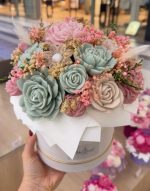 CANDLEBOX L- Pink, beige & green